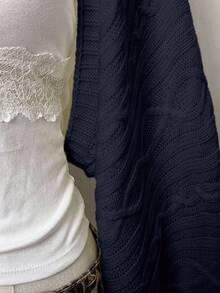 EgrlEra Áo khoác cardigan tay dài dáng ngắn tối giản Jeanoir, trang phục thường ngày thoải mái, áo tay dài thời trang nữ, set đồ phong cách. - Màu xanh hải quân - Xem 4