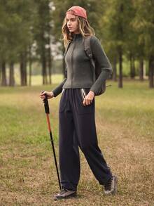 SHEIN In My Nature 常规款长袖针织开衫 - 綠色 - 查看 3