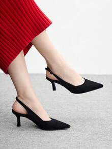 CUCCOO BIZCHIC أحذية نسائية ذات كعب عالي أنيقة بتصميم إبزيم، مناسبة للتنقل اليومي - الأسود - مشاهدة 1