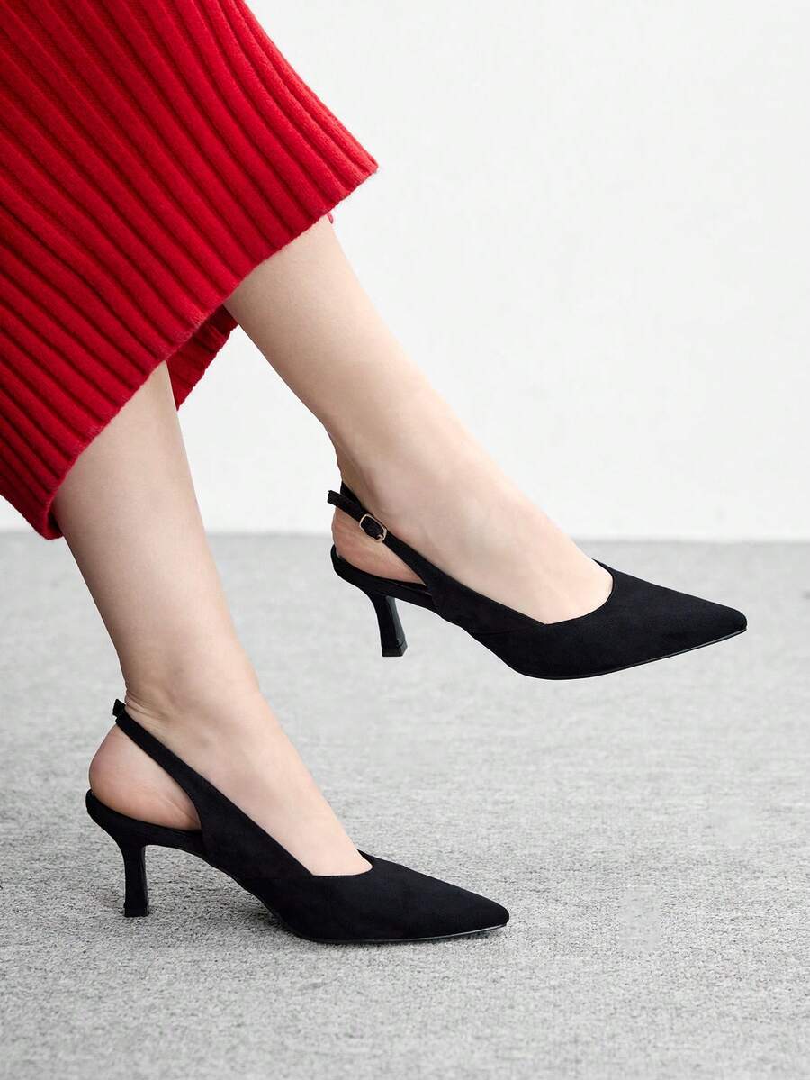 CUCCOO BIZCHIC أحذية نسائية ذات كعب عالي أنيقة بتصميم إبزيم، مناسبة للتنقل اليومي - الأسود - مشاهدة 1