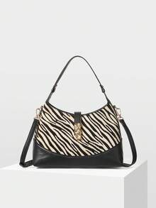 MOTF PREMIUM TÚI XÁCH NỮ - Mẫu ngựa vằn màu hạnh nhân nhạt - Xem 4