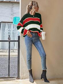 EMERY ROSE Women's Latest Fashion Comfortable Color Block Pullover Sweater Christmas - Multicolor - View 5