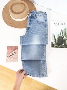 Mujer brillo Pantalón con brillos Mezclilla mujer mezclilla ropa vaquera de mujer denim pantalones para mujer outfit vaquero mujer pantalón de brillos pantalón de brillos - Azul - Ver 4