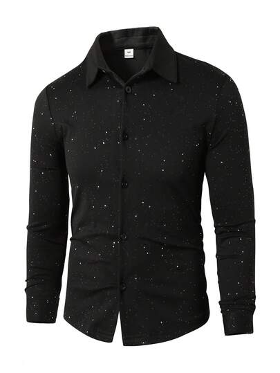 1 st. tonårspojke, gentlemanstil, svart, glansig, mångsidig, smal passform, långärmad skjorta med krage, eleganta akademiska, personliga, avslappnade ytterkläder, lämplig för bröllop, bröllopsgäst, pagepojke, ringpojke