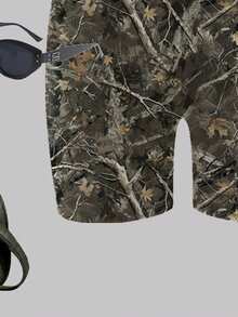 少女休闲简约个性化指纹纹身戒指，人像印花，朋克风格，短袖宽松T恤和打底裤两件套，适合夏季、户外活动和返校季 - 彩色 - 查看 6