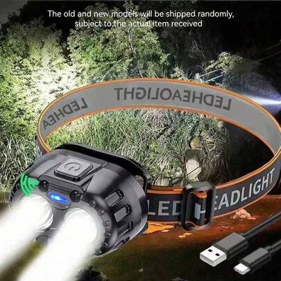1/2PCS Led Induction Headlamp USB Headwear Strong Light Sensor Flashlight Night Fishing Light Waterproof Head Flashlight For Camping