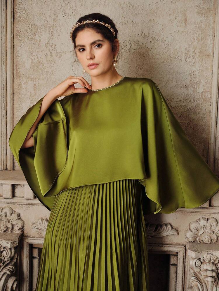 Women's Elegant Party Solid Color Pleated Dress