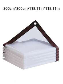 透明防水篷布，防水防雨罩，重型油布覆盖膜，带孔眼透明乙烯基篷布 - 带扣眼的PE篷布，防水防风，防撕裂，适用于花园、阳台、露台、遮阳篷、冬季植物覆盖、温室、露营设备，户外使用