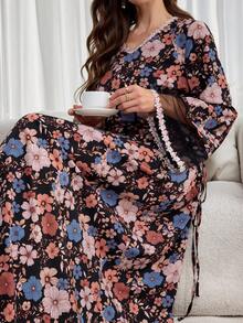 Al Najma Women's Turkish Maxi Dress & Arabic Traditional Abaya Kaftan Jalabiya Dress - Multicolor - View 2