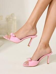 CUCCOO CHICEST 女士时尚蝴蝶结装饰百搭高跟凉鞋 - 粉色 - 查看 2