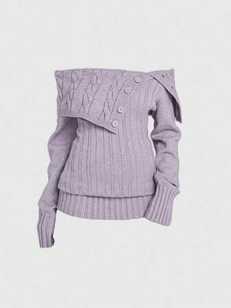 Maglione a costine con spalle scoperte e vita stretta in stile Y2K