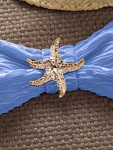 Swim Vcay Women's Summer Beach Textured Halter Bikini & Starfish Swimsuit 3pcs Set, Sexy - Blue - View 4