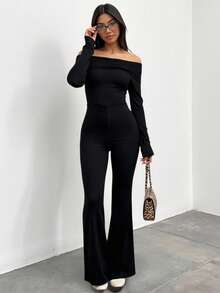 Sparklyn 青少年女孩休闲百搭运动街头风格露肩长袖连体裤