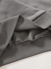 Maija Kids 男童宽松圆领英文印花休闲针织卫衣，灰色 - 灰色 - 查看 7