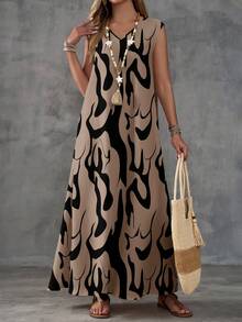 EMERY ROSE Women's Casual Geometric Print Dress, Suitable For Spring/Summer Carnival - Multicolor - View 2