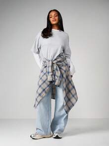 MISSGUIDED Camiseta de cuello redondo de manga larga con doble capa y mangas contrastantes, ropa casual de calle - Gris - Ver 5