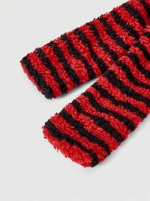 ROMWE Kawaii 1 pieza Bufanda cálida con diseño de cruz de hueso a rayas de estilo punk del milenio en negro y rojo, accesorio minimalista y de moda unisex adecuado para uso diario, escuela, citas, fiestas, compras, etc. - Negro rojo - Ver 3