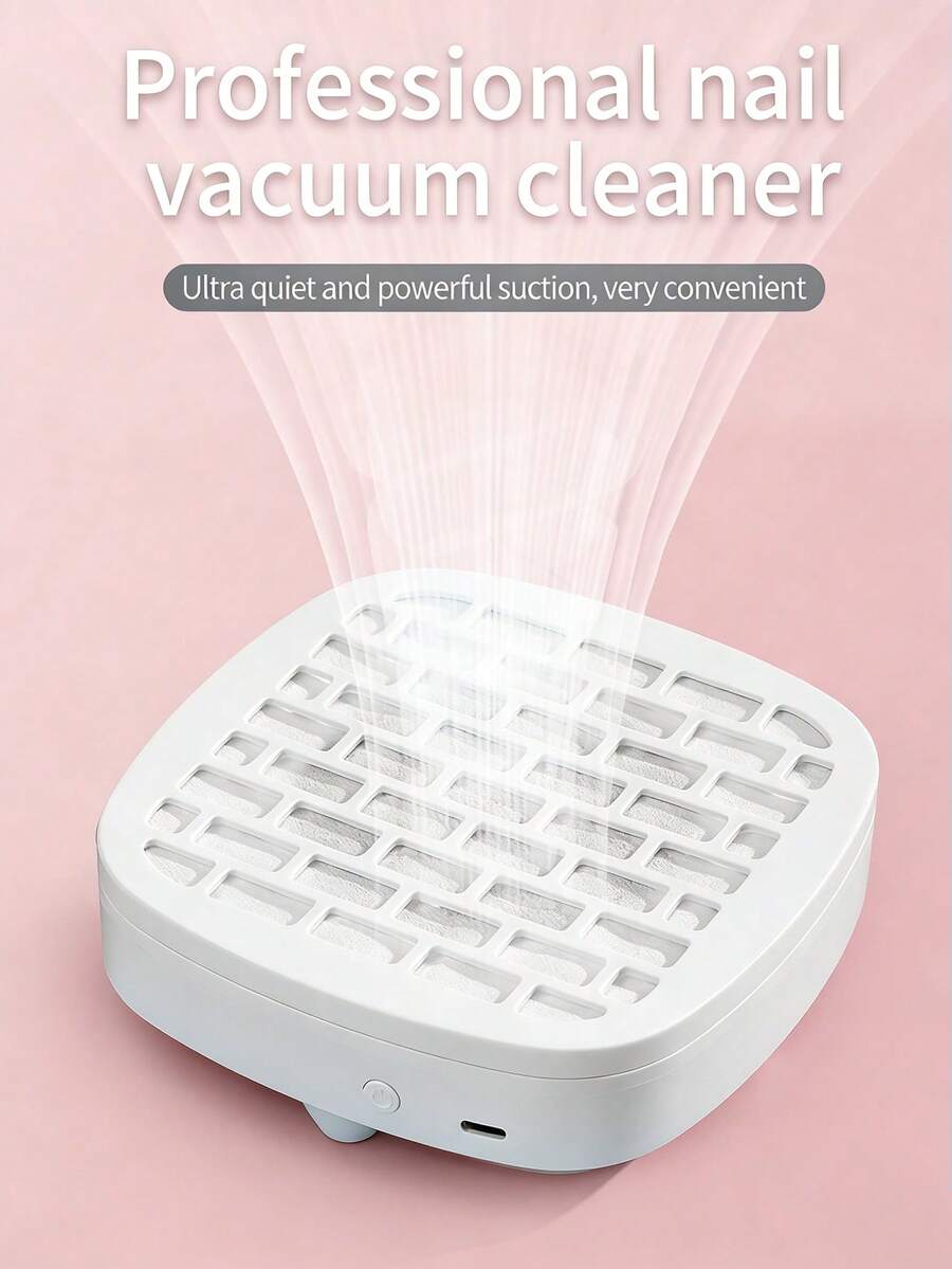 Teckwe Máy hút bụi móng tay, thiết bị hút bụi móng tay cho móng acrylic, quạt hút bụi móng tay, máy làm sạch móng tay cho tiệm làm móng - Máy hút bụi móng tay mạnh mẽ và êm ái, dùng cho việc đánh bóng móng gel, sử dụng tại salon và nhà, nguồn điện USB. - trắng - Xem 1