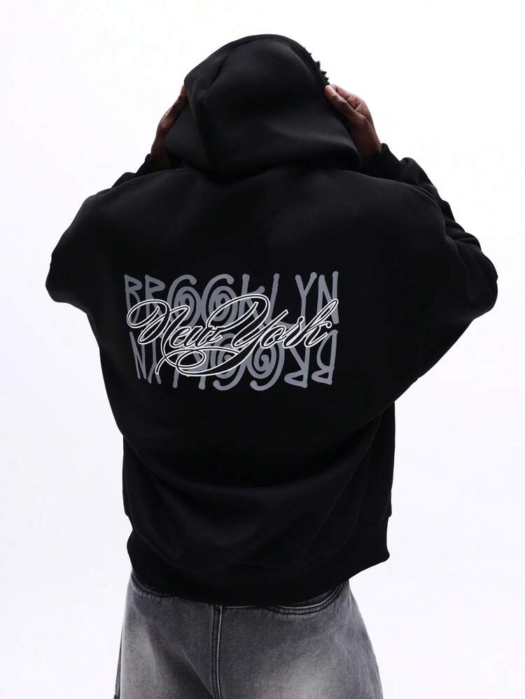 Sweat à capuche noir oversize avec cordon de serrage