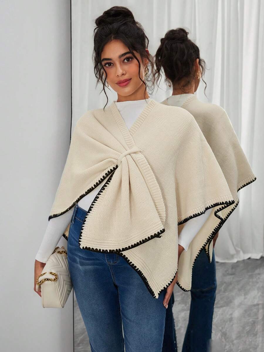 SHEIN Pregnant Women's Floral Trim Fashionable Shawl Cardigan, Autumn/Winter - Apricot - View 1