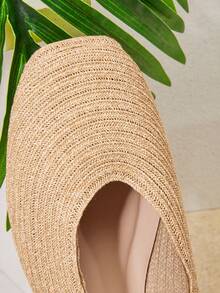 SHUZIA Giày ba lê mũi tròn thoải mái, chất liệu PP dệt thanh lịch dành cho nữ - Màu be - Xem 7