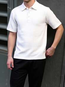 2pcs/Set Teen Boy Gentleman Outfit - White Collared Polo Shirt + Black Trousers, Versatile Suit For Business, School, Party, Daily Casual Wear, Elegant & Minimalist Style Boys Casual Pants Suit Outfit - White - View 3