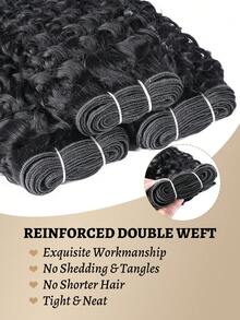 Tóc xoăn tự nhiên , 3 bó, 100% tóc thật chưa qua xử lý, kiểu dệt nhanh 3C4A, tóc thô , tóc nối sóng nước với phần đuôi xoăn xoắn ốc, màu đen tự nhiên. - Natural Black - Xem 3