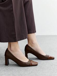 CUCCOO BIZCHIC 女士时尚百搭简约高跟鞋 - 咖啡棕 - 查看 5