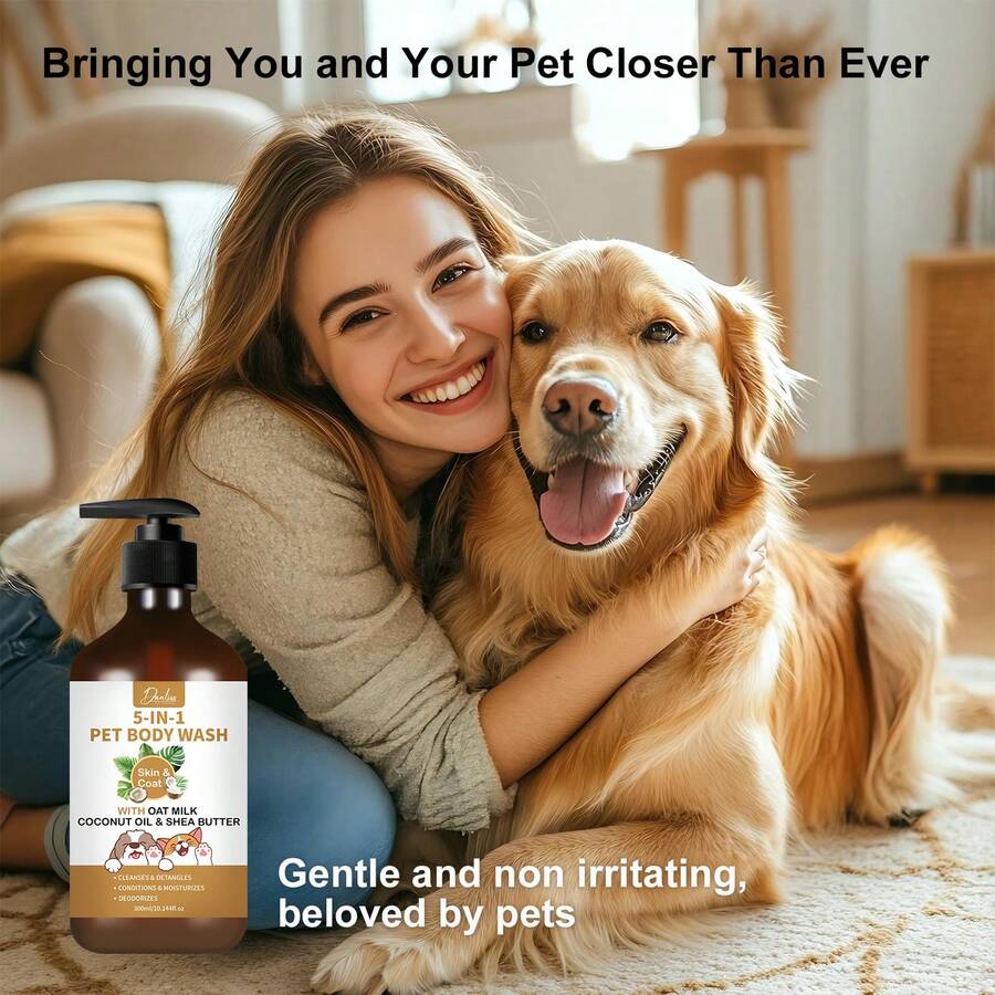 5-In-1 Coconut Oil & Shea Butter Pet Shampoo - Gentle Formula, Suitable For Cats And Dogs, Cleanses And Moisturizes, Leaves Coat Shiny And Soft, Hypoallergenic And Free Of Irritating Chemicals. - Multicolor - View 1