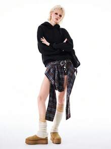 Bloopia Women's Woven Sweatshirt With Doberman Ear Design, Long Sleeve, Fashionable Loose Fit Pullover Sweatshirt For Autumn