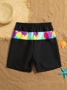 Teen Boy Video Game Print Beach Shorts - Black - View 5