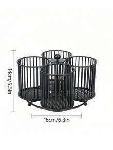 Giá đựng dao kéo xoay 360°, giá đựng dụng cụ nhà bếp, giá đựng dao kéo 4 ngăn, giá đựng dụng cụ để bàn cho thìa, dao, muỗng và dĩa, khay đựng dao kéo để bàn cho các bữa tiệc - màu đen - Xem 8