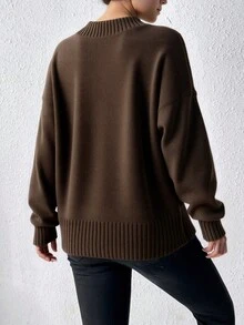 Plus Size Sweaters - Brown - View 3