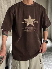 DAZY Casual Slogan Print T-Shirt, Summer - Coffee Brown - View 5