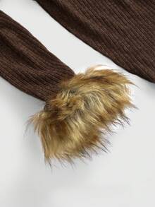 ROMWE Hippie 女士 Y2K 性感复古音乐节二合一毛绒豹纹针织细节露背短款上衣 - 彩色 - 查看 4