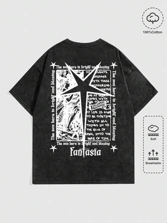 Street Life T-shirt casual da uomo con stampa di slogan e fiocchi di neve, estiva