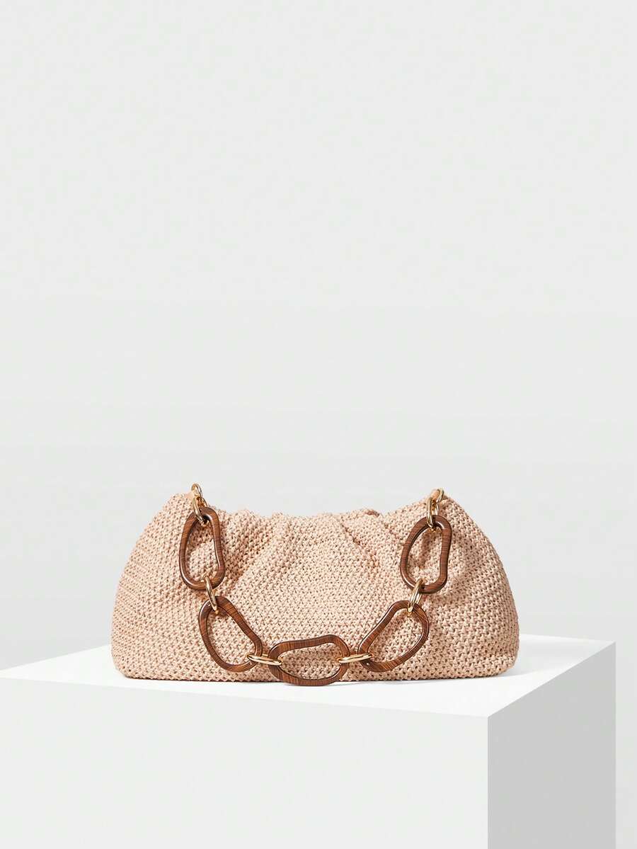 MOTF PREMIUM PU LEATHER SPECIAL SHOULDER STRAP CLUTCH - Beige - View 2