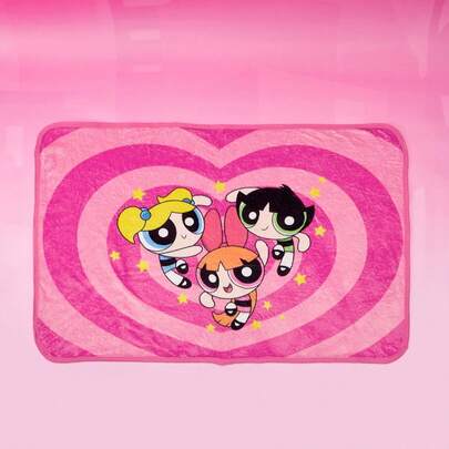 THE POWERPUFF GIRLS X PETSIN 1 Chăn ấm áp và thoải mái cho chó mèo, bé gái mắt to, dễ thương, màu đỏ hồng, dùng cho mùa thu đông, dày thấm hút