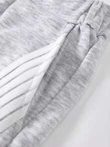 JNSQ 男童两件套：宽松圆领短袖卫衣，饰有刺绣字母图案，搭配宽松运动裤，适合春夏户外活动、休闲穿着、度假、街头风和休闲场合。 - 淺灰色 - 查看 6