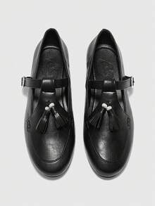 CUCCOO BIZCHIC Women's Casual Tassel Buckle Design Fashion Loafers For Christmas - Black - View 2
