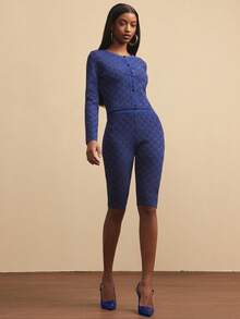 NYA SZN Pant Mid Rise Capri Fitted Bodycon Pocket Detail Plaid Checkered Print Pattern Everyday Casual Concert Birthday Date Business Casual Office Fall Winter Knit Stretch Carnival Outfits For Women - Blue - View 1