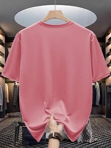 Manfinity Dauomo 加大码男士圆领短袖条纹休闲T恤，夏季 - 彩色 - 查看 2