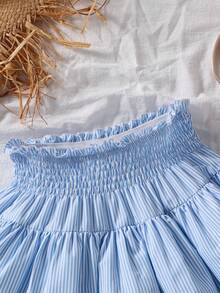 SHEIN Spring/Summer TweenGirls NiHa Sweet & Cute Casual Pleated High Waist Ruffle Hem Skirt, Suitable For Daily Commute, Leisure, Vacation, Gathering With Friends, Street Photography