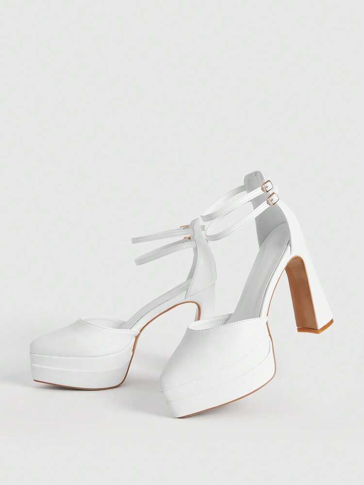 CUCCOO LuxiPop Women's Thick Sole Buckle Design Elegant High Heels For Christmas