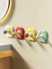 Joivida 4个多巴胺花朵挂钩 | 重型壁挂式衣帽架，适用于玄关、浴室、卧室 | Ins风格多场景适用，耐用塑料材质，可挂钥匙、毛巾、外套，趣味家居装饰，免钻孔安装，实用挂钩