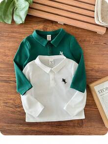 Bebeilu 2pcs Baby Boys POLO Shirt Top Two Sets, The Use Of Knitted Fabric, Loose Version Type, Moderate Thickness. POLO Collar Design Adds A Hint Of Elegance, Suitable For To Play, With Shorts And Sneakers, Like A Handsome Little Gentleman, Home Leisure, Wedding, Vacation, School Study, Performance Activities, To Participate In Parties - Multicolor - View 5