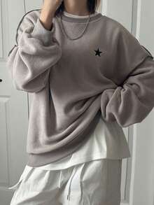 FRIFUL Women's Casual Colorblock Star Pattern Sweater, Autumn/Winter - Grey - View 6