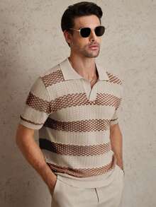 Manfinity CityGents Áo thun dệt kim tay ngắn họa tiết sọc tương phản dành cho nam - Nhiều màu - Xem 3