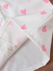 SHEIN 2pcs/Set Baby Girls Collared Puff Sleeve Heart Print Short Sleeve Blouse + Elastic Waist Mesh Tutu Skirt Cute Casual Outfit, Suitable For Spring/Summer Daily Outings Or Travel Skirt فستان دانتيل - Pink - View 12