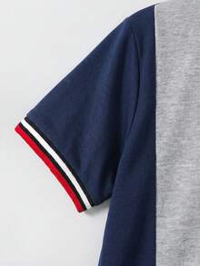 SHEIN 男童休闲撞色 Polo 衫，平领设计，适合秋季、春季、夏季穿着，也适合户外活动、上学、街头穿搭、派对和休闲场合。 - 彩色 - 查看 6